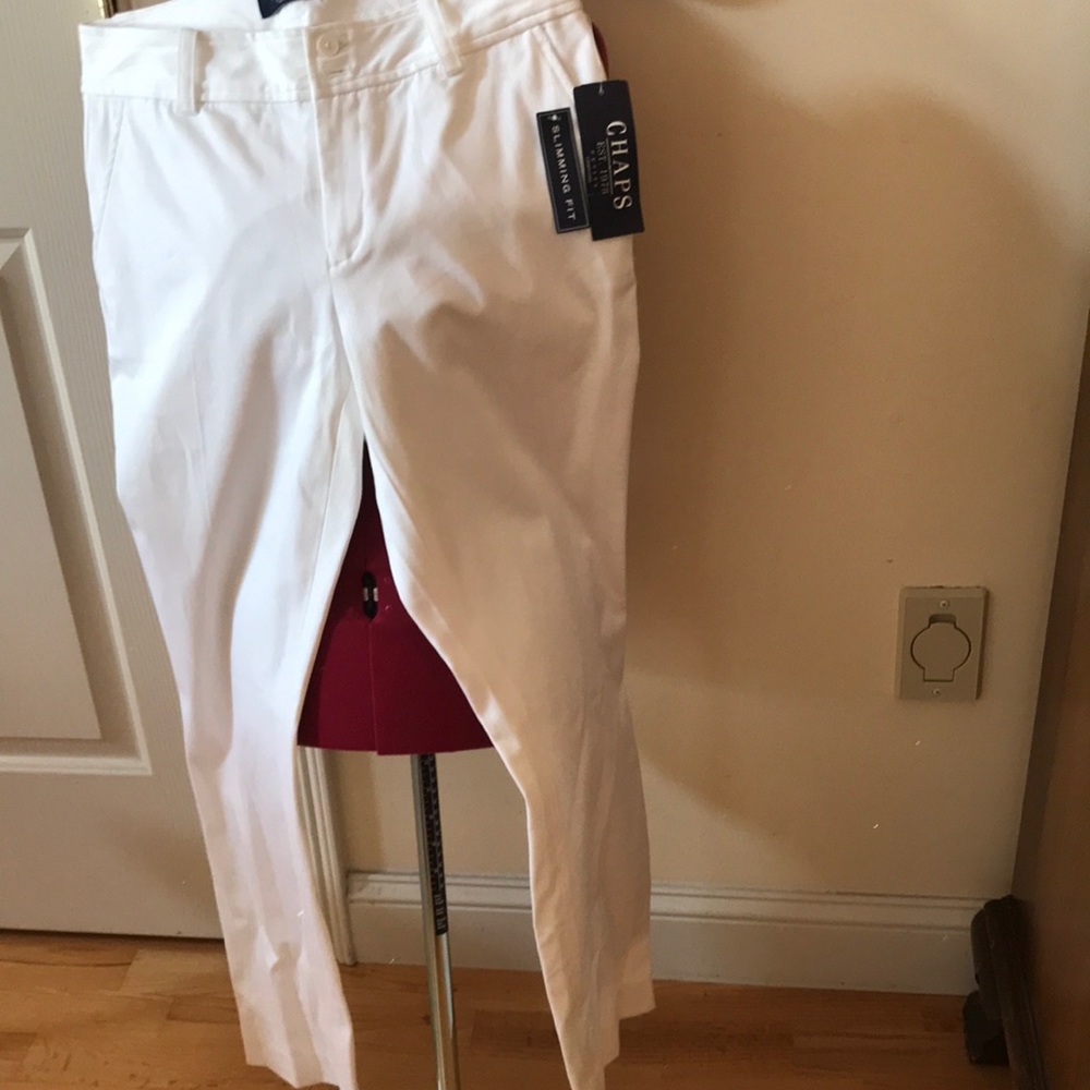 Chaps white preppy slacks NWT size 8 petite